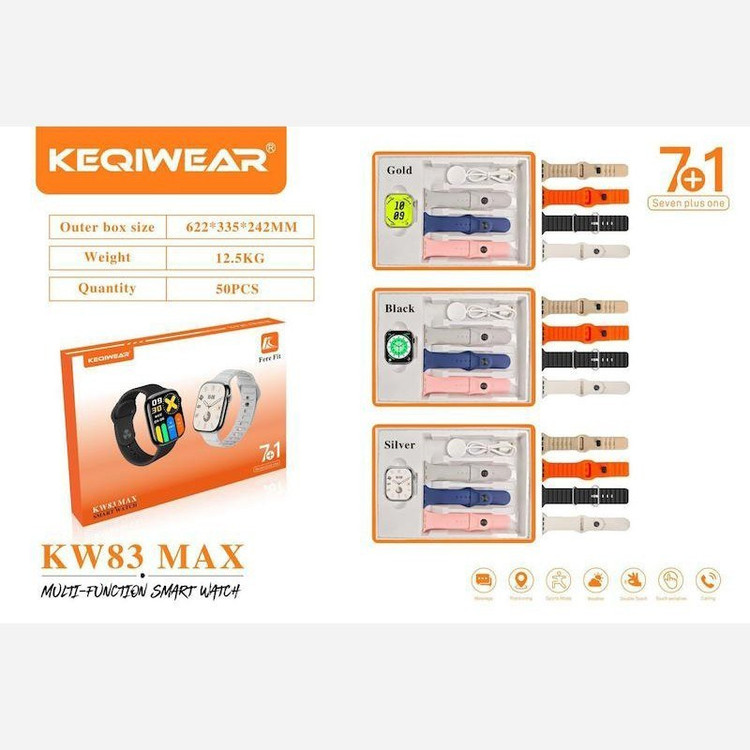 ساعت هوشمند KEQIWEAR مدل KW83 MAX با ۷ بند