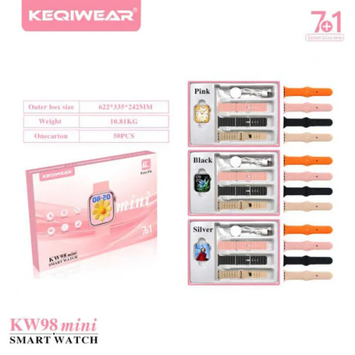 ساعت هوشمند دخترانه KW98 Mini سایز ۳۸ میلیمتر با ۷ بند